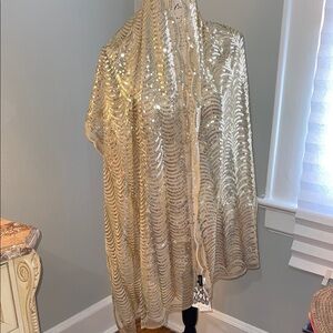 NWT Cejon Gold Sequin Wrap
